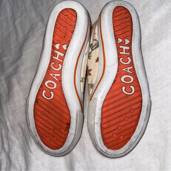 Coach Canvas Sneakers with Orange Trim - Picture 6 of 8